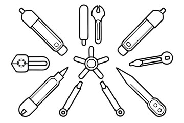 multi tool line art contour tools for outdoor lifestyle