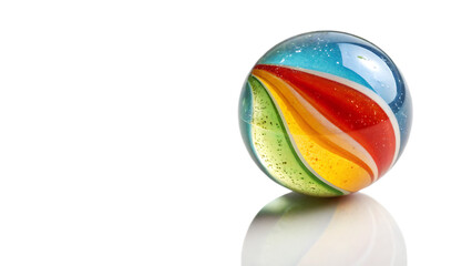 Colorful marble ball on white background PNG. AI GENERATED