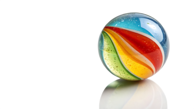 Colorful marble ball on white background PNG. AI GENERATED