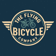 Vintage Flying Bicycle Design with Wings Illustration for Retro Style
