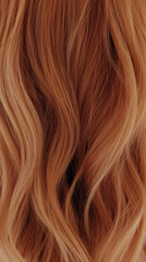 Fototapeta premium Wavy strands of red hair with blonde highlights create vibrant and textured appearance, showcasing rich blend of colors and natural movement