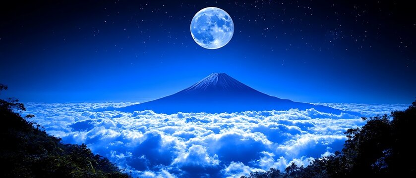 Mountain Clouds Night Moon