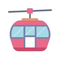 Isolated Pink Cable Car Icon on Black Background