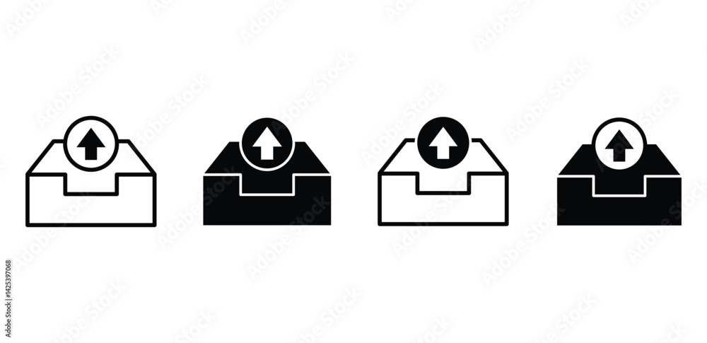 Poster sent emails folder icon black and white upload symbols vector design