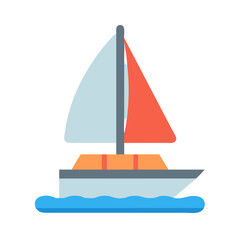 Simple Sailboat Vector Illustration on Black Background, Summer Theme