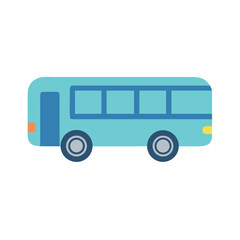 Cute Illustration of a Cartoon Blue Bus on Black