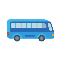 Blue Minibus Vector Illustration on Black Background Design