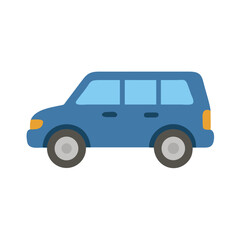 Blue SUV Car Vector Icon on Black Background