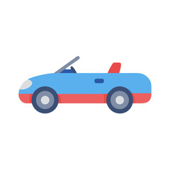 Modern convertible car illustration in blue and red