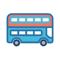 Cartoon London double-decker bus icon isolated on black