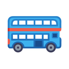 Blue double decker bus illustration, travel and city transport