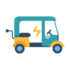 Fototapeta premium Cute electric car vector illustration on black background