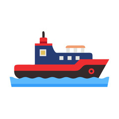 Stylized Fishing Boat Illustration on a Black Background