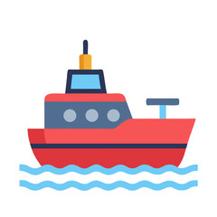 Cartoon Ship on Water Icon Vector Illustration