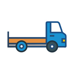 Naklejka premium Cartoon Blue Truck Illustration Isolated on Black Background