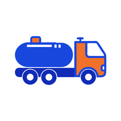 Cartoon Tanker Truck Vector Illustration Isolated on Black