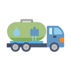Cartoonish Water Truck Vector Illustration on Black Background
