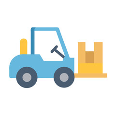 Forklift truck carrying box or package icon vector