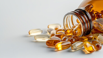 Exploring health benefits of omega-3 capsules home setting product photography bright background wellness concept