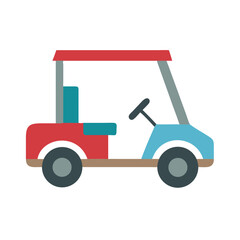 Stylized cartoon golf cart icon on black background