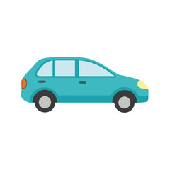 Obraz premium Turquoise Car Illustration Isolated on Black Background