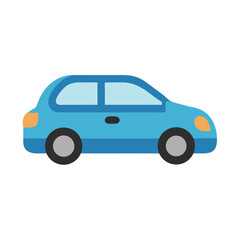 Fototapeta premium Blue car cartoon vector illustration isolated black background