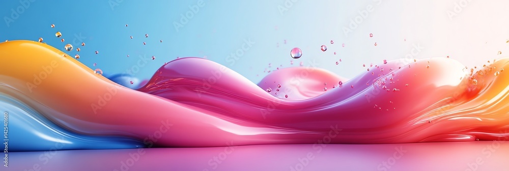 Aufkleber abstract flowing wave with colorful gradient and water droplets design