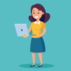 business woman with laptop beauty, communication, one