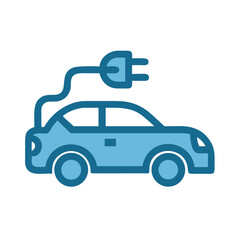 Electric Car Concept with Plug on Black Background