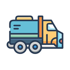 Naklejka premium Modern Cartoon Tanker Truck Illustration on Black Background