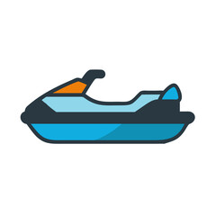 Fototapeta premium Cartoon watercraft jet ski on a black background