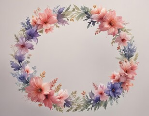 Obraz premium Intricate watercolor petal design, floral wreath frame , wreath, texture