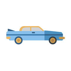 Simple Cartoon Light Blue Car Side View Icon