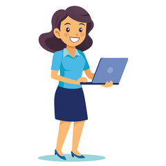 business woman with laptop beauty, communication, one