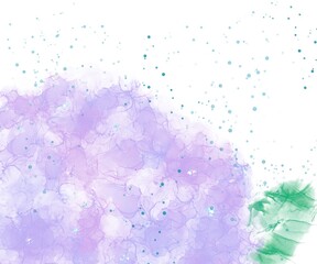 インクアートで描いた紫陽花と雨の雫のイラスト