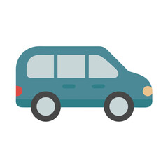 Blue Minivan Vector Illustration on Black Background Image