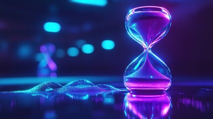 Neon Hourglass, Cityscape Background
