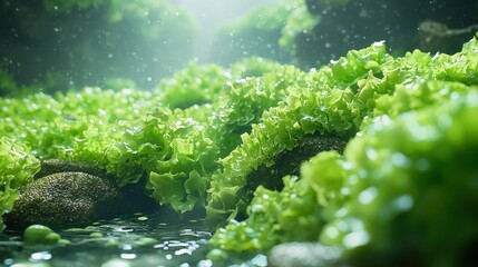 Lush Green Algae in a Tranquil Stream