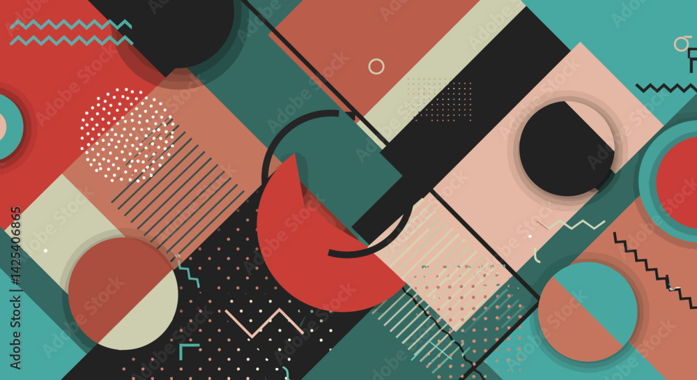 Aufkleber geometric abstract art with shapes patterns and colors