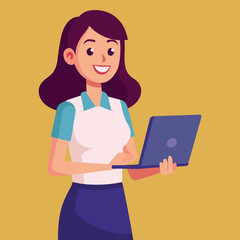 business woman with laptop beauty, communication, one