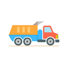 Flat vector style illustration of dump truck icon © Sharuzzaman
