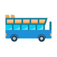 Blue double decker bus on black background illustration
