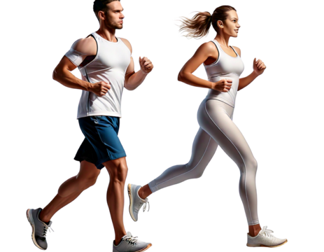  Runningk men and wokmen.