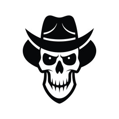 Cowboy Skull icon of silhouette vector illustration