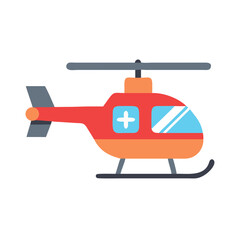Cartoon Medical Helicopter Illustration on a Black Background