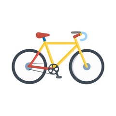 Fototapeta premium Minimalist Bicycle Illustration: Yellow Frame, Red Seat, White Wheels