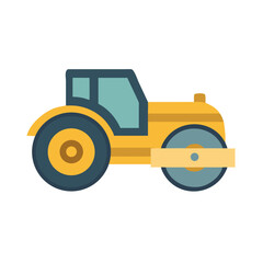 Yellow steamroller cartoon illustration on black background