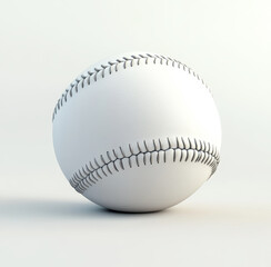 3D render of baseball on white background showcases detailed stitching and smooth surface, creating realistic and clean appearance