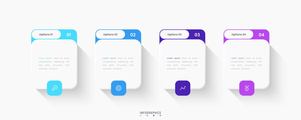 Vector Infographic label design template with icons and 4 options or steps. Can be used for process diagram, presentations, workflow layout, banner, flow chart, info graph.