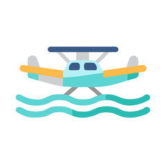 Seaplane on Water Minimalist Illustration Icon Design